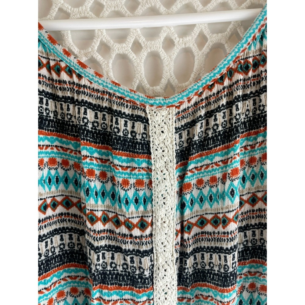 Live And Let Live Blouse Women's Size Small 3/4 Sleeve Crochet Front Knot Tie - Picture 4 of 11